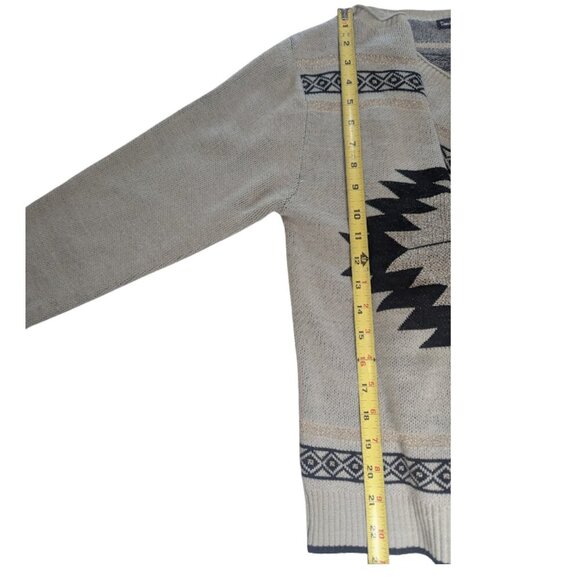 Double Zero Open Front Drape Cardigan Sweater Tan Black Gold Aztec Tribal*SZ M - Picture 5 of 12